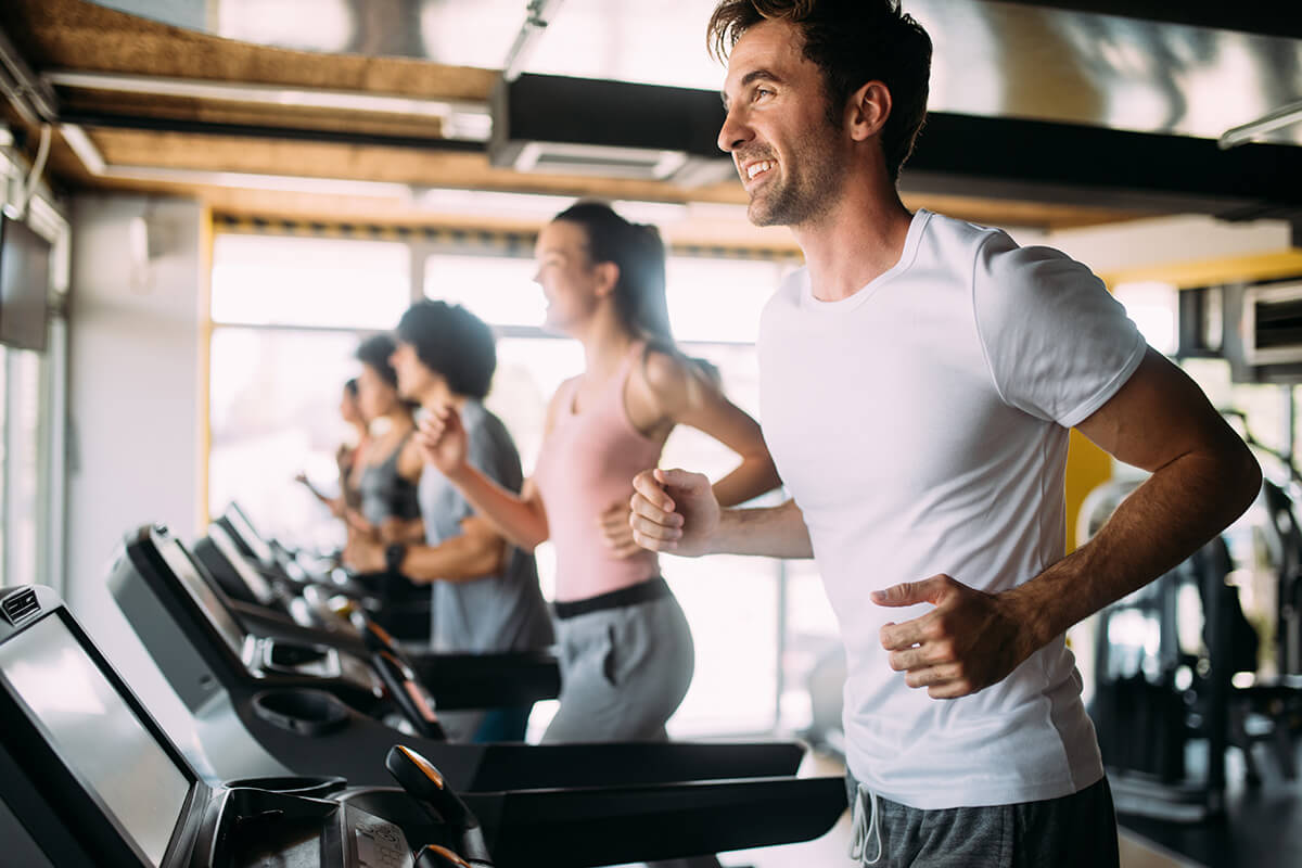 Group of sportive people in a gym